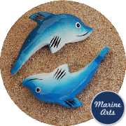 8026-P8 - Painted Wood Blue Dolphins - 4 Pack